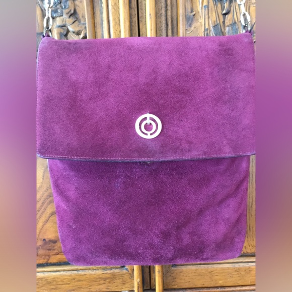 Vintage Suede Dark Plum Crossbody/Shoulder bag Made in Canada - Picture 14 of 16